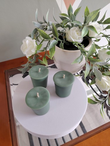 Olive green votive soy - olive, wax