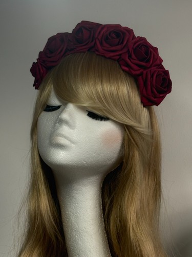Burgundy rose flower hairband - flower,
