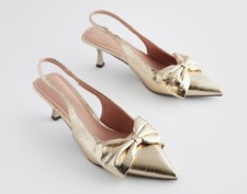 NEXT gold Bow Kitten Heels 6 Bnwt