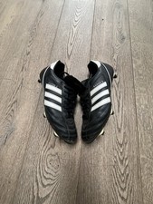 Adidas Kaiser 5 Black Leather Soft Ground Football Boots Men's Size UK 8