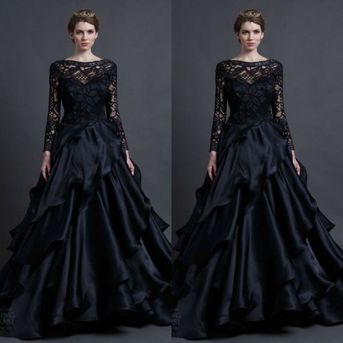Gothic black wedding dresses - black,