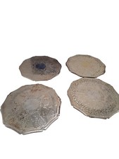 Silver Plated Cavalier Coaster Set Engraved Pattern Boxed Vintage T2750 D149