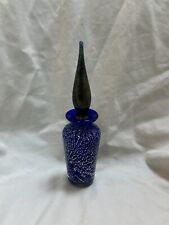 Laugharne Glass Wales Iridescent Perfume Bottle Blue Art Glass