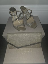 Jimmy Choo Anise platinum Ice pale gold Shoe Size Uk 5 38 & Emmie matching Bag