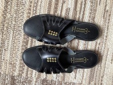New black leather sliders handmade size 7