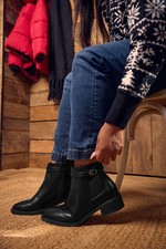 Yours Curve Women's Faux Leather Buckle Boots In Wide E Fit & Extra Wide Fit