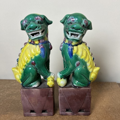 Pair chinese sancai glazed - a,