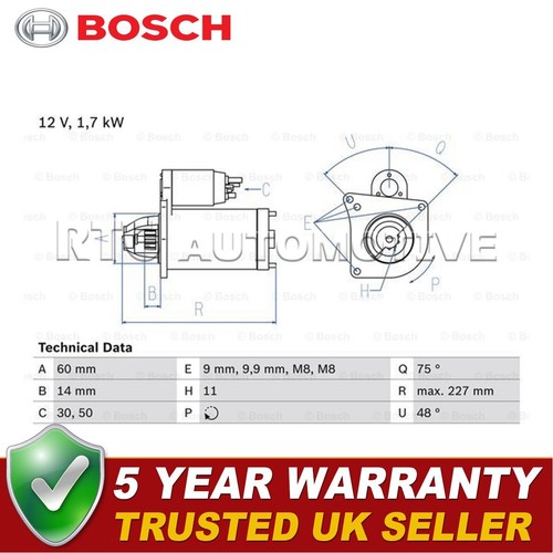 Bosch starter motor - starter, fits