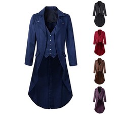 Men Medieval Victorian Tuxedo Gothic Steampunk Gentleman Tailcoat Trench-Coats