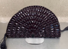 ZARA BNWT 2025. BROWN BEADED FAN BAG CLUTCH. 1445/201/700