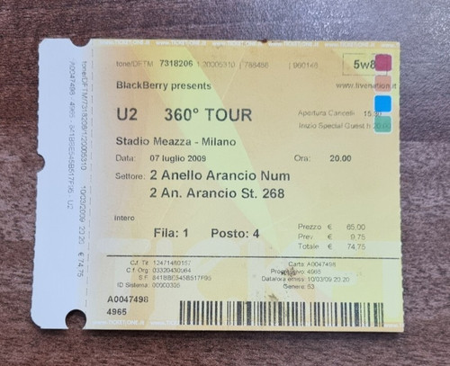 Ticket stub 360 - -, tour