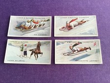 4 original Lambert and Butler Winter Sport cigarette cards from 1914