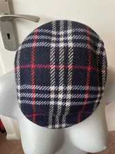 Burberrys Vintage Blue Wool Nova Newsboy Flat Cap Hat