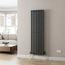 Anthracite Designer Radiator Vertical Oval Column Single Panel Rad 1600x480mm