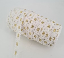 White / Gold Mock Eyelet Lace