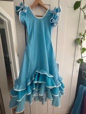 Blue polka dot flamenco dress