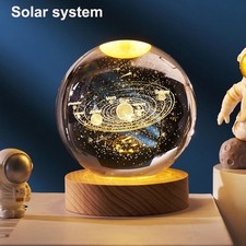 3D Crystal Ball Solar System LED Globe 2024 Astronomy Planets Moon Astronaut