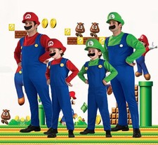 Halloween Costume Super Mario and Luigi Fancy Dress Plumber Bros Complete Set