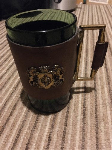 Green glass and bound - glass, leather