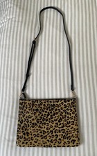 BNWOT Accessorize 100% Leather  & Cow Hide Leopard Print Cross Body Bag
