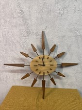 1970s Large Manley Atomic Sunburst Vintage Wall Clock MCM Retro - Needs Refurb
