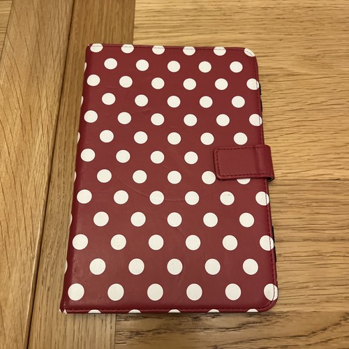 Red cream spots faux leather - red,
