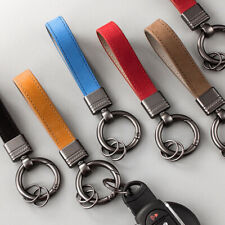 Genuine Leather Keychain Black Buckle Car Keychain Key Ring Holder Accessories