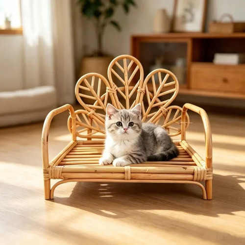 Wicker rattan cat bed - wicker,