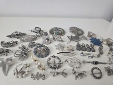 Job Lot Jewellery Brooches & Pins mostly Silver 925 resale
