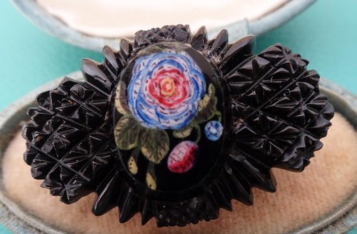 Victorian carved whitby jet - victorian,