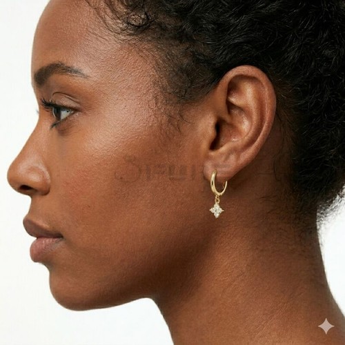 14ct gold flower charm - 14ct, hoop