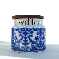 Vintage 1960s Crown Devon Fielding Staffs coffee canister storage jar wooden lid