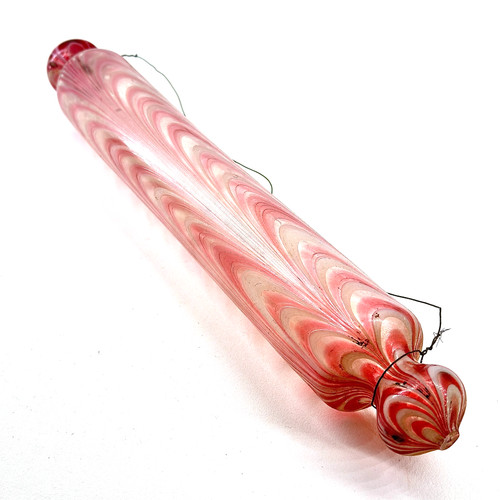 Antique glass rolling pin pink - antique,
