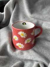 Daisy Coffee Mug Coral Floral