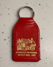 Dunster Working Water Mill Somerset Leather Keyring Fob Vintage Souvenir Gift