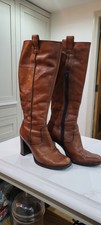 Tan Knee Length Leather Boots