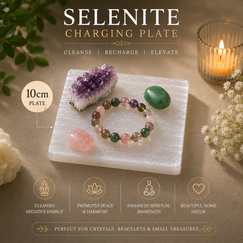 Selenite square charging plate - selenite,