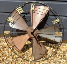 Oversized 64cm Wall Clock Roman Numerals Antique Metal Industrial Look