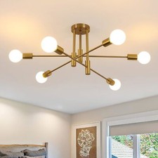 Sputnik Chandeliers 6-Light Gold Vintage Ceiling Light Dinning Room Kitchen 71cm