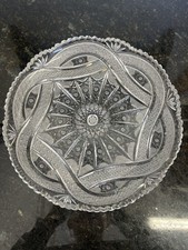 Large Vintage Cut Glass Crystal Bowl – 28cm Starburst Hobstar Design – 2.5kg