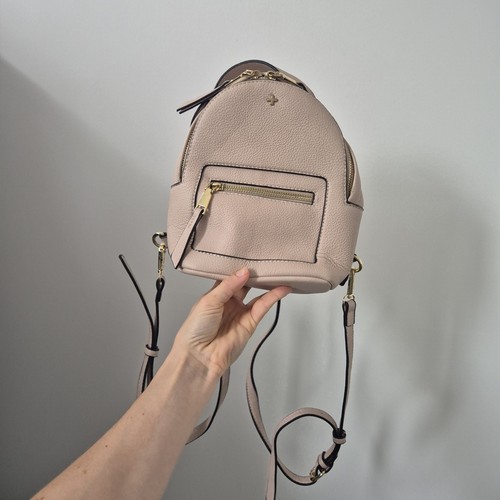Beige pink faux leather mini