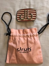 DRUH SILVER BELT BUCKLE, RED STRIPES DESIGN, NEW, LOOK@£10.00!