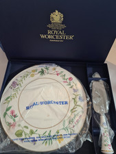 Royal Worcester Flower Design Cake Platter And Matching Cake Slice