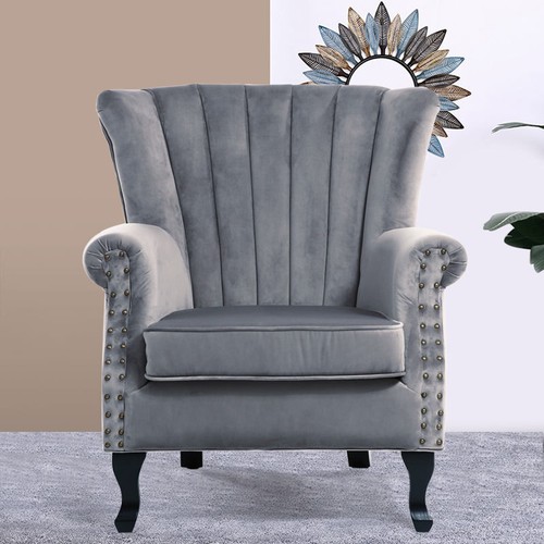 Upholstered velvet wing back - upholstered,