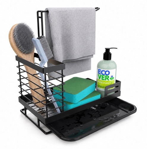Black metal sink organiser - metal,