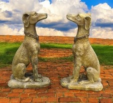 Life Size Pair Of Garden Dog Statues, Great Look