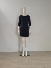 Kate Moss Topshop Black Shift Dress UK 10 EU 38 VTG Fitted Button Wiggle 60's