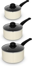 Swan Townhouse 3 Piece Cream Pan Set  Non Stick Saucepan SWPS5023CRM