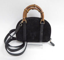 Authentic Gucci  Suede Bamboo Leather 2 way Mini Hand Soulder Bag I#46541