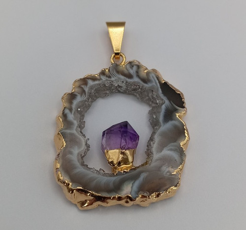 Natural geode slice amethyst - natural,